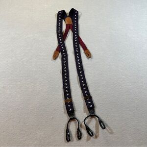 Vintage Cole Haan Suspenders Men’s Embroidered Geometric Print Button Braces‎